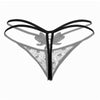 See-Through Lace Underwear Ladies Pearl Massage Crotch Transparent Sexy G-String