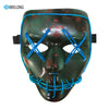 BRELONG Halloween Mask Green Full Blood Horror EL Cold Light for Make-up Party