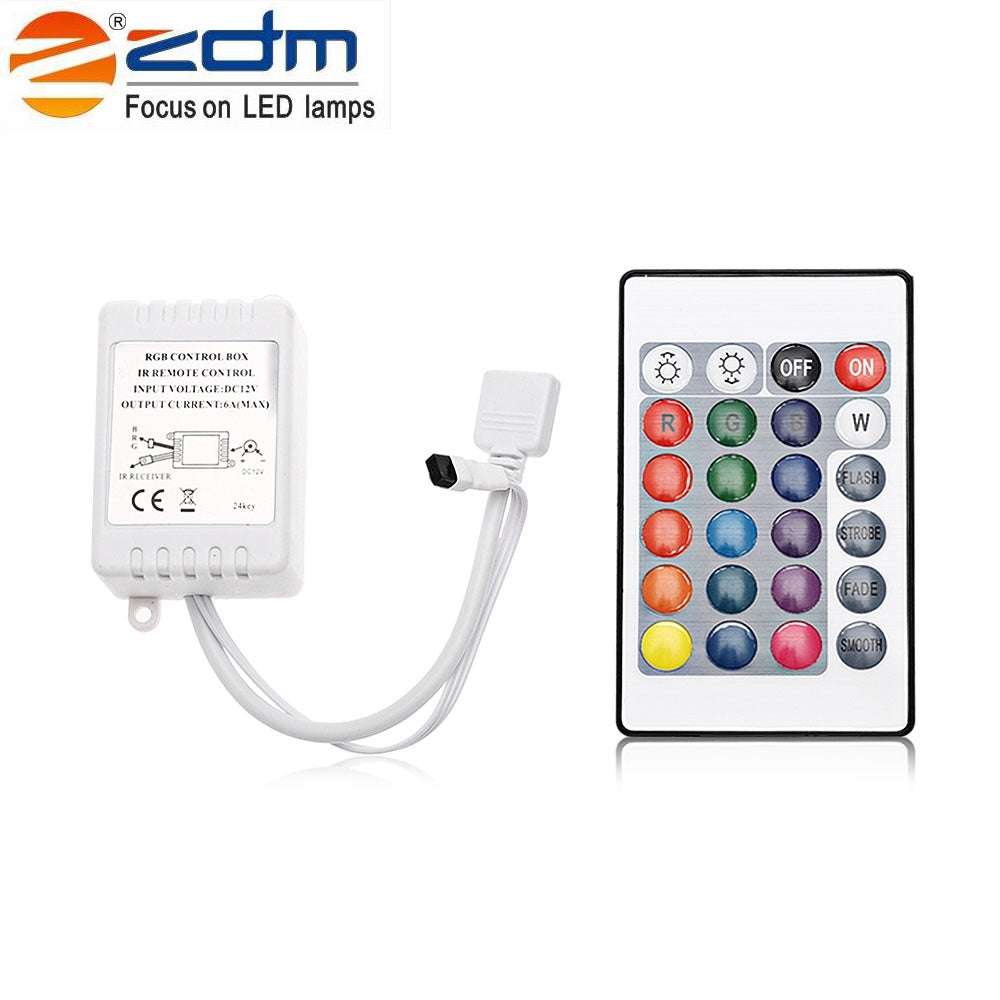 ZDM 5M 24W Waterproof RGB Light LED Strip Light with IR Remote Controller DC12V