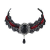 Gothic Velour Choker with Big Crystal Necklace