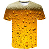 New Man Fashion 3D Print Beer Bubble O-Neck Short Sleeve T-Shirt Summer t0377
