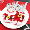 2 Pcs/Set Santa Claus Christmas Table Decor Cutlery Knife Fork Holder Pockets