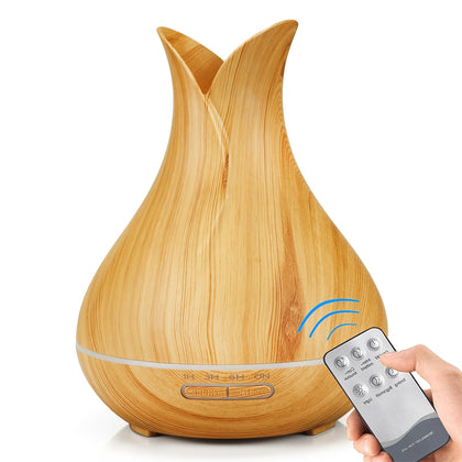 Remote Control 400ML Essential Oil Diffuser Wood Grain Aromatherapy Humidifier