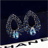 Women Fashion Jewelry Navy Blue Crystal Earrings