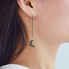 Gold-Color with Moon Planet Star Asymmetric Earrings