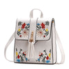 Tassel Backpack PU Leather Embroidery Women Backpacks for Teenage Girl School Shoulder Bags
