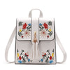 Tassel Backpack PU Leather Embroidery Women Backpacks for Teenage Girl School Shoulder Bags