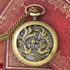 Dragon Phoenix Bronze Flip Hollow Quartz Watch