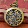 Dragon Phoenix Bronze Flip Hollow Quartz Watch