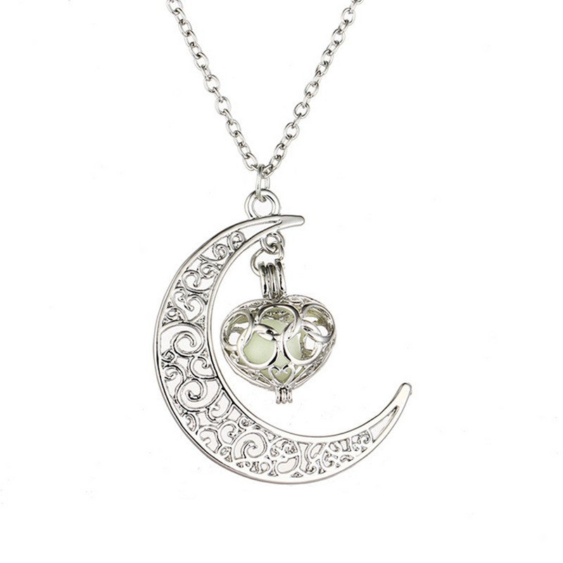 Hollow Moon Heart Choker Luminous Necklace Jewelry