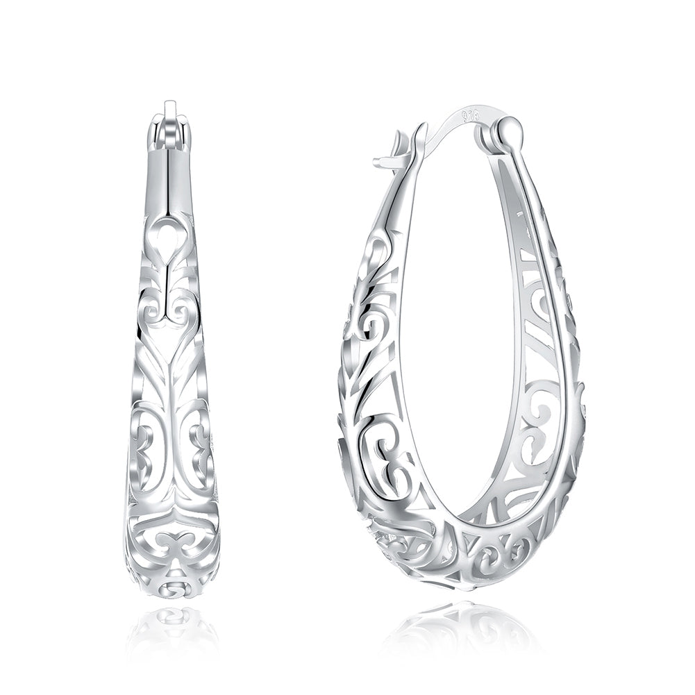 S925 Electroplated Hollow Out Simple Pure Silver Earrings