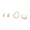 4 Pcs/Set Simple Heart Geometric Crystal for Women Gold Fashion Bohemian Earring
