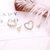 4 Pcs/Set Simple Heart Geometric Crystal for Women Gold Fashion Bohemian Earring