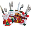 4pcs Santa Claus Snowman Elk Knife and Fork Storage Bag Christmas Decoration