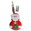 4pcs Santa Claus Snowman Elk Knife and Fork Storage Bag Christmas Decoration