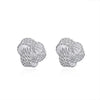Simple Woven Stud Earrings with Spherical Silver Ornaments