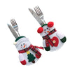 4pcs Santa Claus Snowman Elk Knife and Fork Storage Bag Christmas Decoration