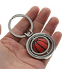 Stylish Silver 3D Basketball Keyring Keychain Charm Metal Key Ring