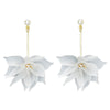 Long Chain Orange White Flower Drop Earrings