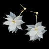 Long Chain Orange White Flower Drop Earrings