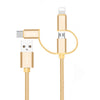 High Speed Nylon Braided Fast Charging 3 in 1 USB Charger Cable for iPhone Android Type C Smartphones