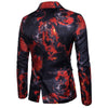 Men's Casual Blazer Turndown Collar Long Sleeve Printed Dress Suit