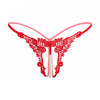 Sexy Fashion Embroidery Underwear Ladies Pearl Massage Open File Thong