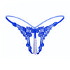 Sexy Fashion Embroidery Underwear Ladies Pearl Massage Open File Thong