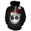 Men's Casual 3D Print Skull Christmas Hat Hoodie