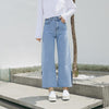 Blue Pants Split Wide-Legged Jeans Female