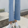 Blue Pants Split Wide-Legged Jeans Female