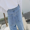 Blue Pants Split Wide-Legged Jeans Female