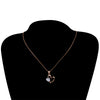 Champagne Enamel Hollow Crystal Pendant Necklace