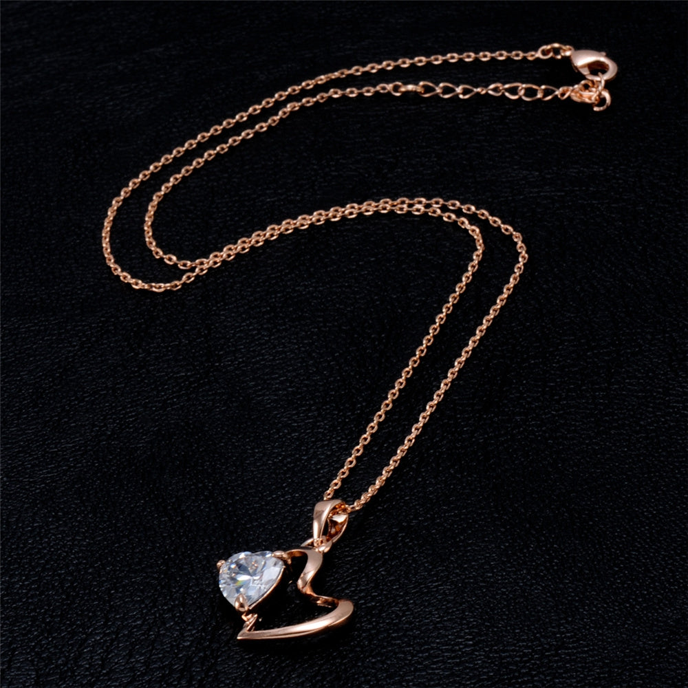 Champagne Enamel Hollow Crystal Pendant Necklace