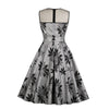 Round Collar Net Yarn Splicing Printing Dress