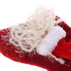 Middle Plush Christmas Santa Claus Head with Yellow Pattern Red Christmas Sock