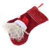 Middle Plush Christmas Santa Claus Head with Yellow Pattern Red Christmas Sock