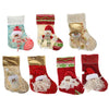 Middle Plush Christmas Santa Claus Head with Yellow Pattern Red Christmas Sock