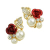 Rhinestone Simulated-pearl and Flower Shape Flower Earrings
