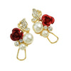 Rhinestone Simulated-pearl and Flower Shape Flower Earrings