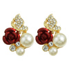 Rhinestone Simulated-pearl and Flower Shape Flower Earrings