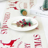 Classic Christmas Table Runner Reindeer Vine Flowers Flag New Year Festival