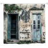 Nostalgic Wooden Door Polyester Shower Curtain Bathroom  High Definition 3D Printing Water-Proof