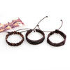 3 Pcs Fashion Leather Braided Bracelet