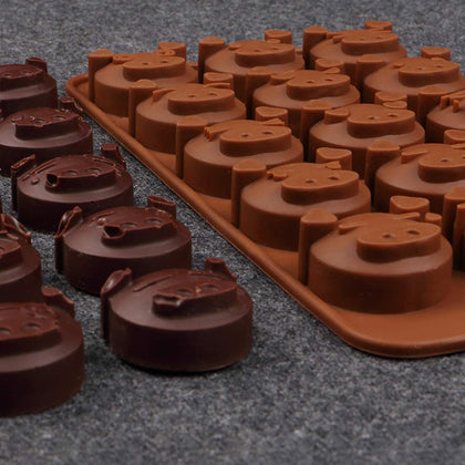 15 Holes Pig Shaped Silicone Candy Fondant Chocolate Mould Cookies Cake DIY Mold