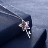 S925 Five-Pointed Star Necklace Purple/Platinum Plated