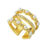 Fashion Gold Multi-layer Openwork Pearl Open Ring 1PC