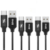 kiirie USB Type-C Cable 3Pack（2x3.3ft 6.6ft) Nylon Braided Cord Fast Charger with Reversible Connector
