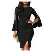 Women's Solid Colour Round Collar Bodycon Dress