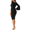 Women's Solid Colour Round Collar Bodycon Dress